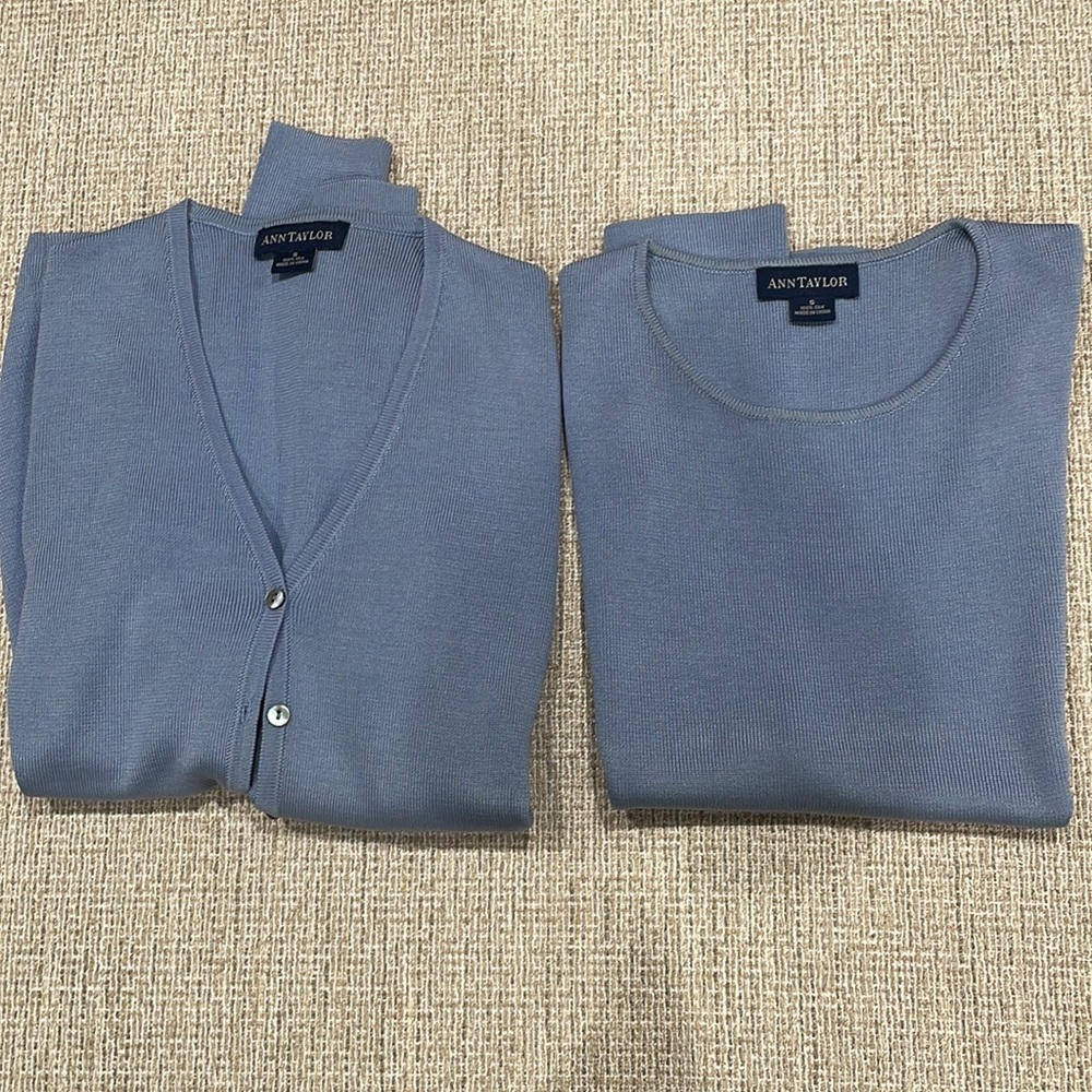 Blue Ann Taylor tank and sweater